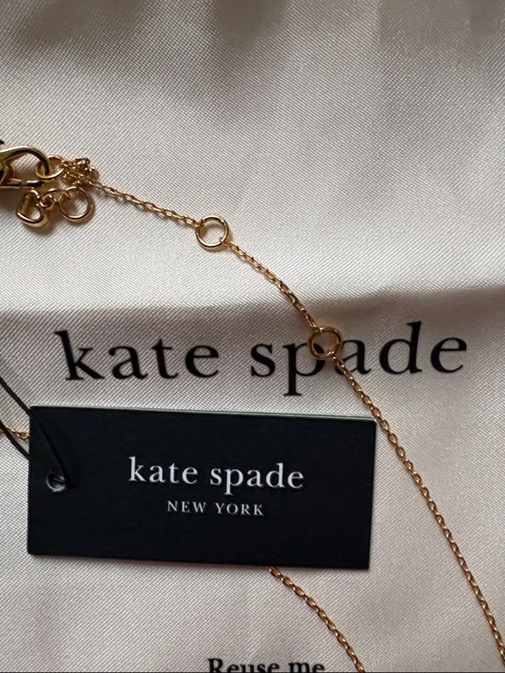 kate spade Gold Heart Necklace with Multicolor Crystal Border adjustable - Picture 7 of 8